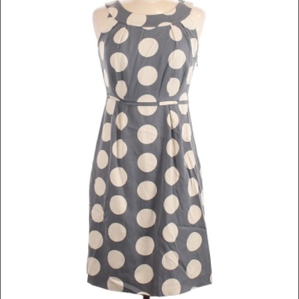 ANTHROPOLOGIE BODEN Polka Dot Dress (navy/gray)